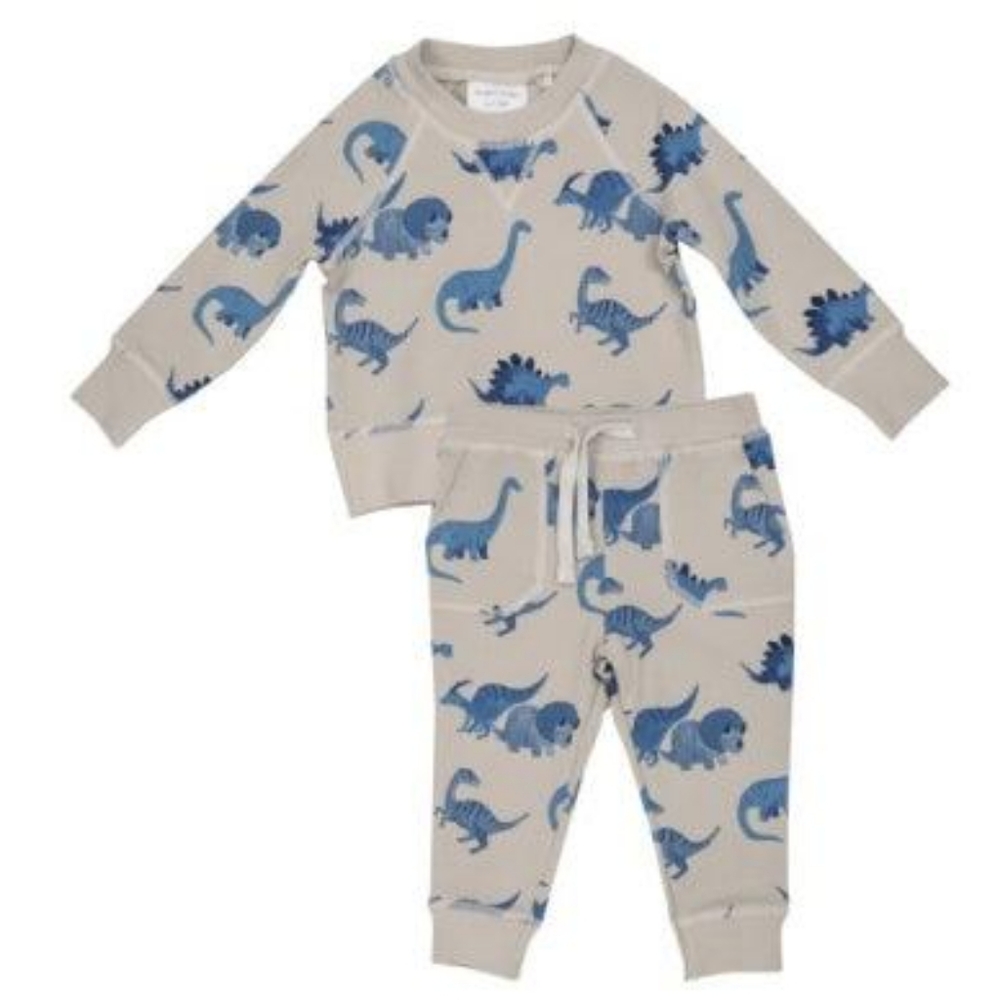 Kids Dinosaur sweatshirt and jogger set - Blue and beige